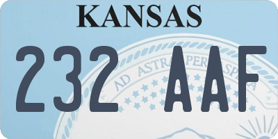 KS license plate 232AAF