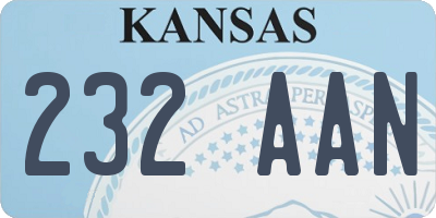 KS license plate 232AAN