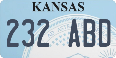 KS license plate 232ABD