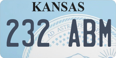 KS license plate 232ABM