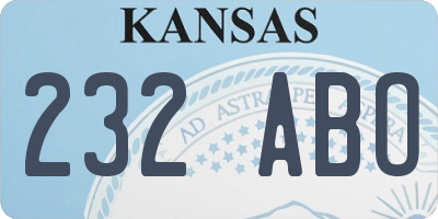 KS license plate 232ABO