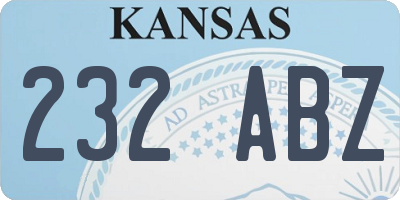 KS license plate 232ABZ