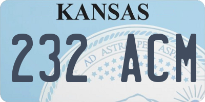KS license plate 232ACM