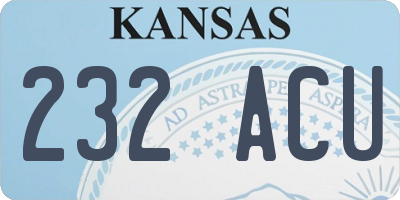 KS license plate 232ACU