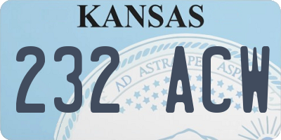 KS license plate 232ACW