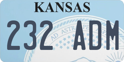 KS license plate 232ADM
