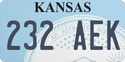 KS license plate 232AEK
