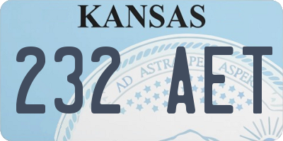 KS license plate 232AET
