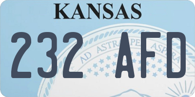 KS license plate 232AFD
