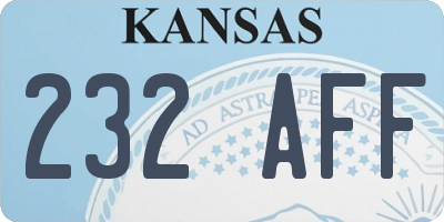 KS license plate 232AFF