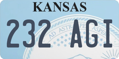 KS license plate 232AGI