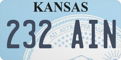 KS license plate 232AIN