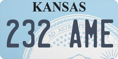 KS license plate 232AME