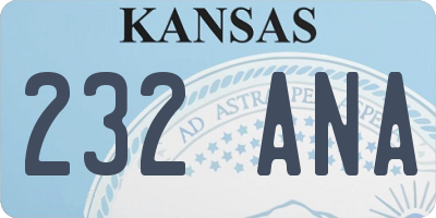 KS license plate 232ANA