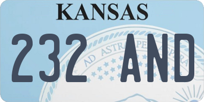 KS license plate 232AND