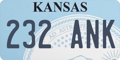 KS license plate 232ANK