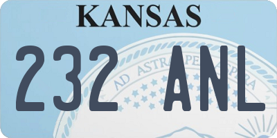 KS license plate 232ANL