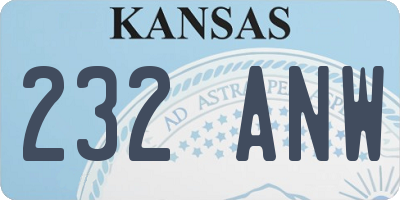 KS license plate 232ANW