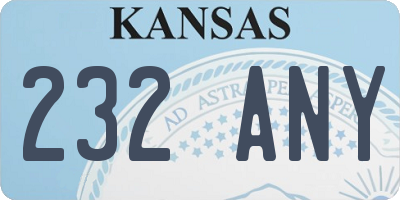 KS license plate 232ANY