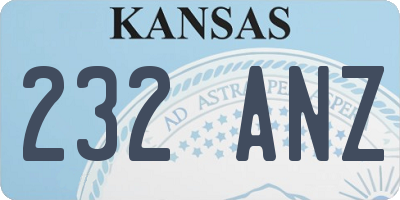 KS license plate 232ANZ