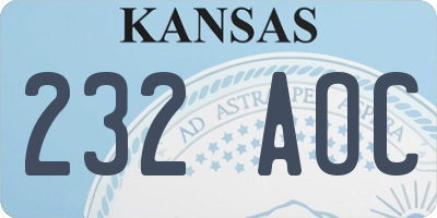 KS license plate 232AOC