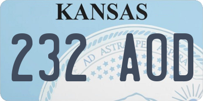 KS license plate 232AOD