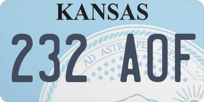 KS license plate 232AOF