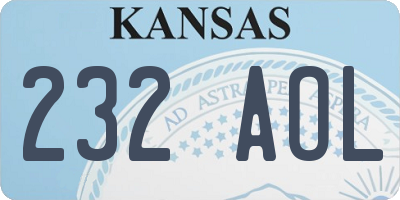 KS license plate 232AOL