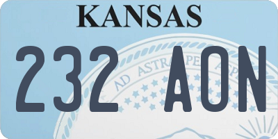 KS license plate 232AON