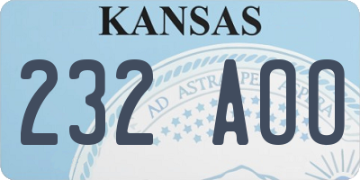 KS license plate 232AOO