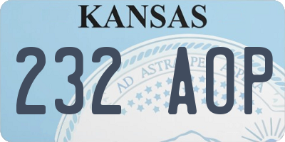 KS license plate 232AOP
