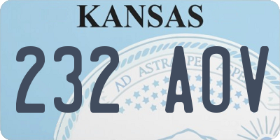 KS license plate 232AOV