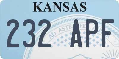 KS license plate 232APF