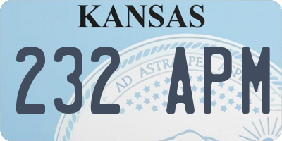 KS license plate 232APM