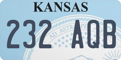 KS license plate 232AQB