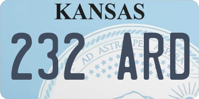 KS license plate 232ARD