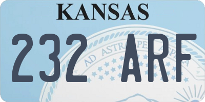 KS license plate 232ARF