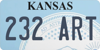 KS license plate 232ART