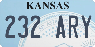 KS license plate 232ARY