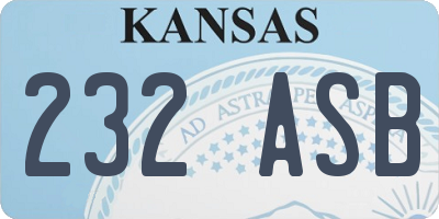 KS license plate 232ASB
