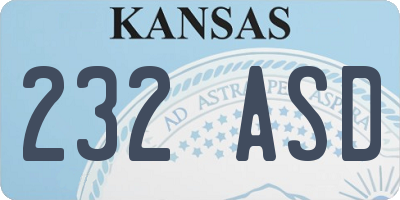 KS license plate 232ASD