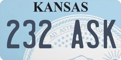 KS license plate 232ASK