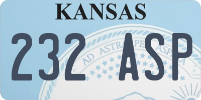KS license plate 232ASP