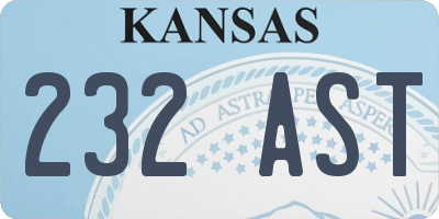 KS license plate 232AST