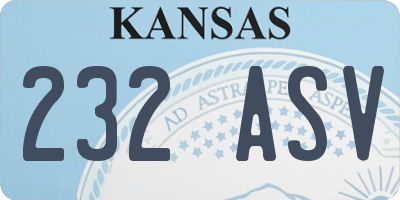 KS license plate 232ASV