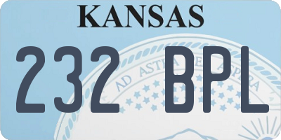 KS license plate 232BPL