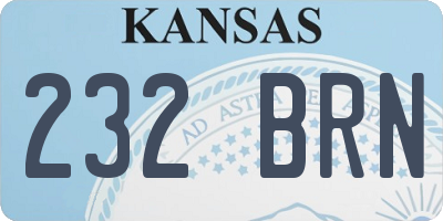 KS license plate 232BRN