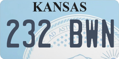 KS license plate 232BWN