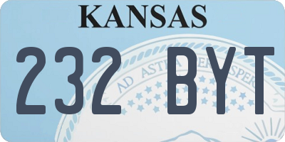 KS license plate 232BYT