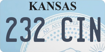 KS license plate 232CIN